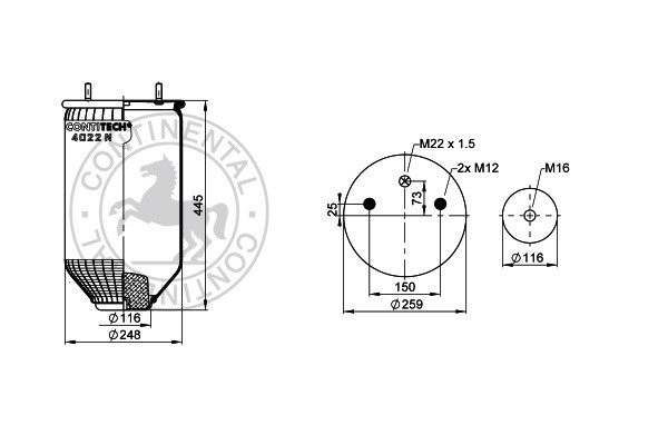 Подушка воздушная SAF / без стакана; (2 шп.+возд. / 1 отв.); SAF 2618V для SAF (саф)