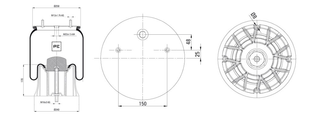 Подушка воздушная SAF / со стаканом; (2 шп.+возд. / 4 отв.); SAF 2618 для SAF (саф)