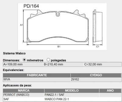 Комплект дисковых колодок SAF / 210x110x31; Wabco PAN 22-1 для SAF (саф)