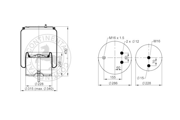 Подушка воздушная SAF / со стаканом; (2 шп.+возд. / 4 отв.); SAF 2918V для SAF (саф)