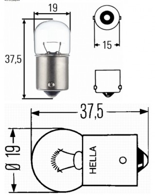 Лампа габаритная маленькая / 24V/10W; BA15s R10W